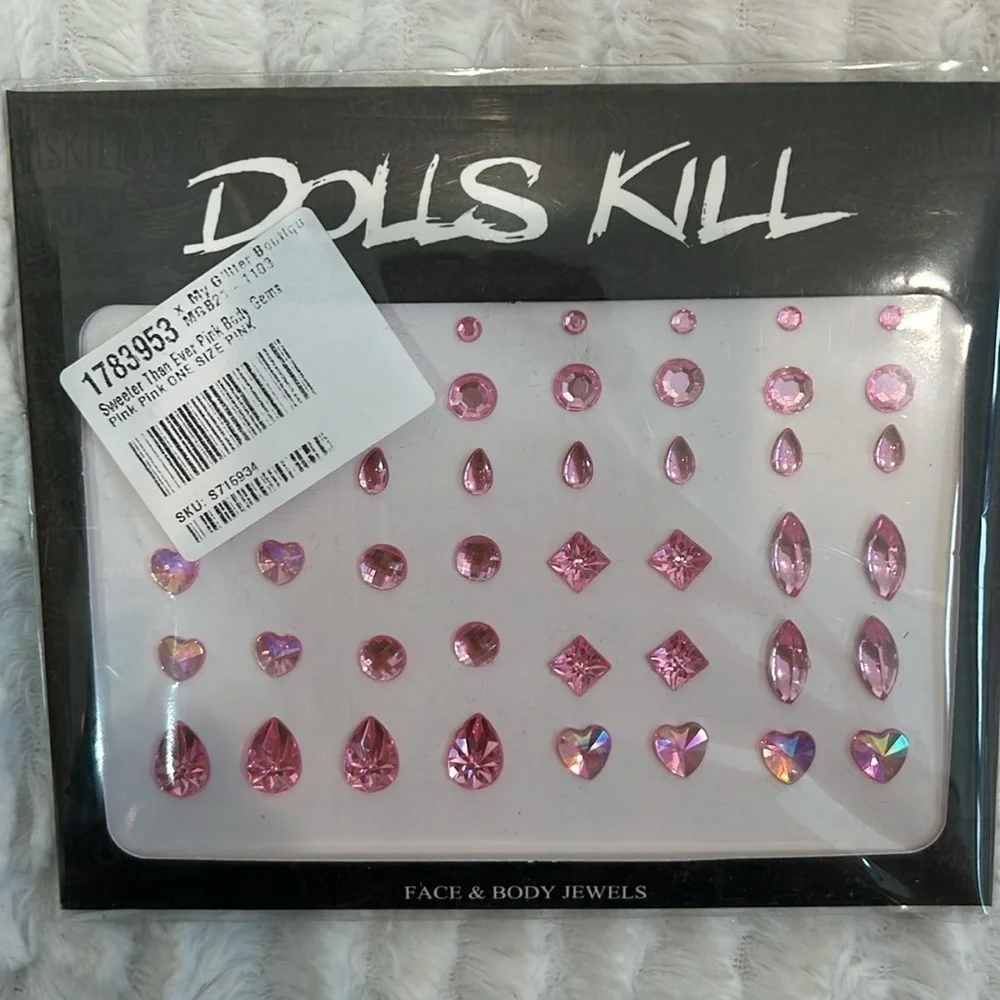 SUGAR THRILLZ DOLLS KILL MAKE UP FACE GEM & EYELASHES BUNDLE NEW W TAGS PINK